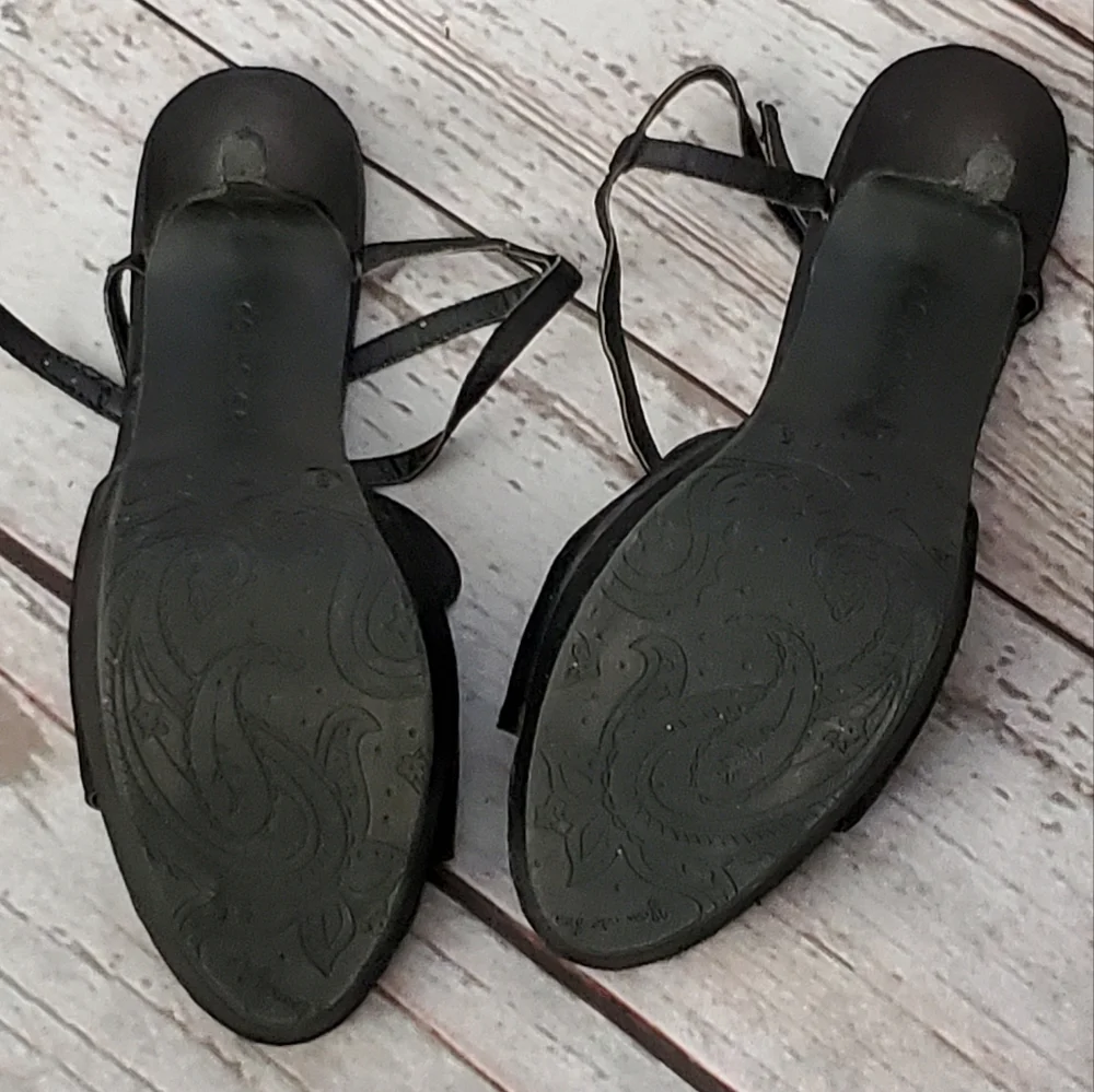 Dollhouse Pedalz black satin platform sandals size 8
